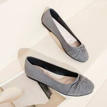 Women's Wide Width Flat Shoes ,Memory Foam Insoles And Non-Slip Rubber Soles,Round Toe Ballet Flats, Office Dressy Casual Flats. - 灰色 - 查看 5