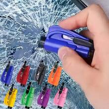1Pcs Professional Mini Car Escape Tool - Spring-Loaded Window Breaker &  Belt Cutter - Emergency Survival Whistle For Vehicle & Rescue - Màu xanh lam - Xem 1