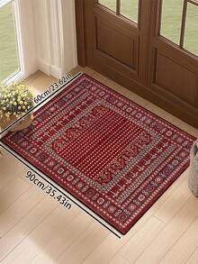 1pc Red Vintage Bohemian Style Carpet, Polyester Fiber Machine Washable Non-Shedding Easy Care Home Decor Rug, Suitable For Living Room Sofa, Bedroom, Office Desk, Dining Room Kitchen, Bedside, Entryway, Outdoor Camping, Room Decor Area - 彩色 - 查看 16