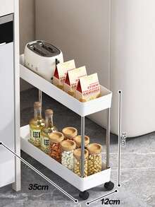 2/3/4层滑动式储物推车，窄缝储物推车，适用于厨房、洗衣房、狭窄空间的多功能储物架，落地式