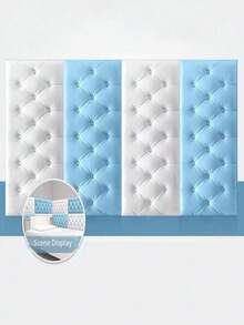 10pcs 3D Self-Adhesive XPE Foam Wallpaper, Waterproof & Moisture-Proof Faux Leather Texture, Headboard Soft Pad Wall Sticker, Reusable & Trimmable, Suitable For Bedroom & Living Room Wall Decor, Sound Insulation, Home Decor - White - View 5