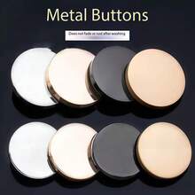10 High-End Flat Metal Buttons, Including Gold, Silver, Gun Black, And Mist Gold, Suitable For DIY Sewing, Coats, Windbreakers, Jeans, And Skirts - Round-Foot Design Buttons, Featuring High-End Electroplating Technology, And Measuring 15mm-25mm In Size