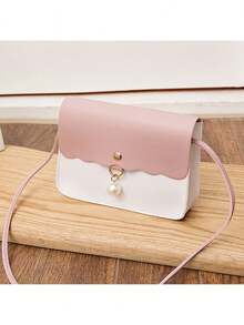 1个女童斜挎零钱包，珍珠吊坠，时尚优雅，撞色和纯色款式，精美礼物 - 彩色 - 查看 15