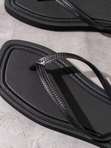 Women's Spring/Summer Soft Comfortable Open Toe Thong Flip Flops For Outdoor, Vacation, Beach, Bathroom - Black - View 7