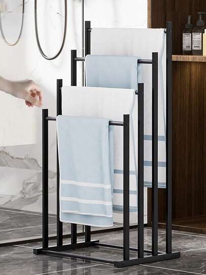 1 st handdukshängare för badkar, handduksställ med 4 våningar, platsbesparande badrumsorganisatör, bärbar handdukshängare för utomhuspool, avslappnad stil, ingen strömförsörjning, golvmonterad, lämplig för gym, badkarsförvaring, filthängare