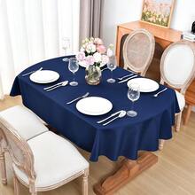 Oval Tablecloth 60 X 84 Inch Washable Polyester Table Cloth Solid Navy Blue Heavy Duty Fabric Table Cover Daily Use For Dining Home Kitchen Party Wedding,NavyBlue84inchx60inchOval - NavyBlue84inchx60inchOval - View 3
