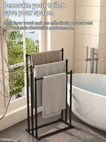 1pc Freestanding Bathroom Towel Rack - Space-Saving Bathroom Storage Rack With Construction, Suitable For Spas, Changing Rooms, And Hotel Bathrooms - Rustproof, Large-Capacity Towel Organizer - Multicolor - View 10