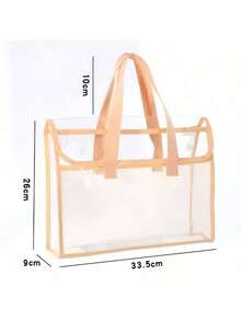1pc Large Capacity Transparent Waterproof PVC Handbag With Expandable Mesh Storage Pouch - Portable For Office Supplies, School Documents Etc. - Available In Pink, Green, Blue, Yellow, File Organizer Bag | Fashionable Storage Bag | PVC Storage Bag,Back To School,School Supplies