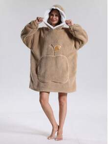 Adult Thickened Wool Hooded Blanket Sweatshirt - Autumn/Winter Thick Style, Large Pocket, Loose & Comfortable, Warm For Winter, Flannel Warm Design, Essential Warm Item For Autumn/Winter, Warm Winter Home Decor, Soft Touch - Multicolor - View 22