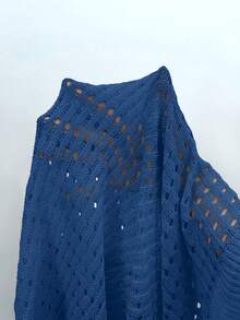 Robe camisole élégante Y2K pour femmes, ajourée en maille, cache-maillot de plage pour vacances d'été - Bleu azur - Voir 10