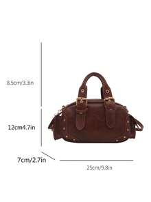 Damen Handtasche, modische Bowling Shopper Tasche, vielseitige Pendler Umhängetasche, Boston Bag, Umhängetasche - Braun - Übersicht 6