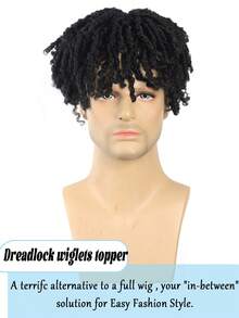 1 Stylish Black Curly Braided Wig - Short Synthetic Half-Head Wig, Easy-To-Wear Clip-On Braid, Heat Resistant, Suitable For People With Thinning Hair And Festive Celebrations, Wig Accessories, Unisex - Multicolor - View 5