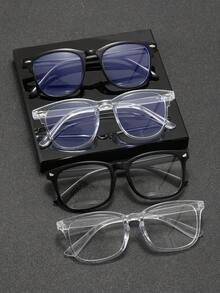 1/3 Pair Geometric Frame Glasses, Men's Modern Minimalist Style, Elegant & Transparent, Suitable For School, Office, Reading, Daily Wear