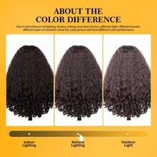 New Afro Curly V Part Wig Synthetic Braided Hair Texture With Unique Bouncy Curls In The End 22 Inch Soft Curly Full Hair V Part Wigs Synthetic For Women No Leave Out Clip In Half Wig - màu nâu - Xem 8