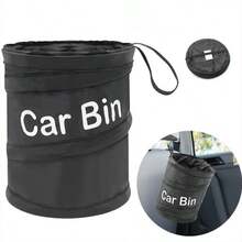 1pc Portable Multifunctional Car Folding Garbage Bin, Foldable Car Garbage Bin Storage Bin, Hanging Car Garbage Bin, Car Storage Bin, Backrest Storage Bag, Car Seat Storage Bin, Camping Spiral Bin, Car Accessories, Suitable For In Car Garbage Storage - Black - View 9