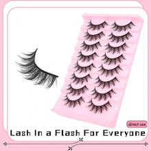 8 Pairs Cartoon Fairy Style False Eyelashes, Natural & Soft Anime Lashes, Black Lash Stems, Create Natural Makeup Look, Beginner Friendly, Daily Use, 4-15mm - Spiky Manga Lashes - View 4