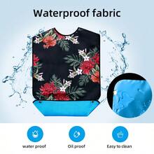 1条时尚成人围兜，防水、防油、防污，带碎屑收集器，可机洗，可调节按扣，项链图案，适合中年人、老年人、残疾人士和养老院人士使用，是贴心的完美礼物。