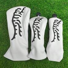 Tiger Embroidery Series Golf Club Head Cover, Wooden Shaft Sleeve, Mixed Club Set, Elastic Closure, Black DWWH - 彩色 - 查看 3