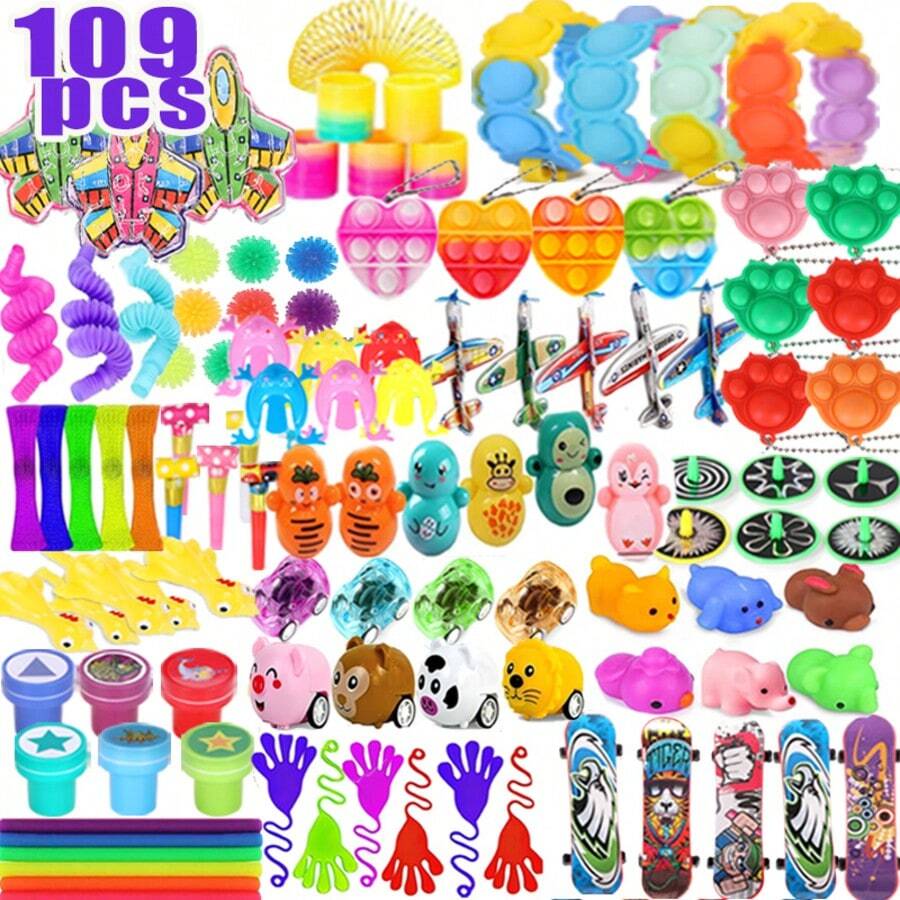 Fidget Toys Set, 109 Pack Party Favors ,School Classroom Rewards,Birthday Party,Stuffer Gifts Bulk Toy Carnival - Multicolor - View 1