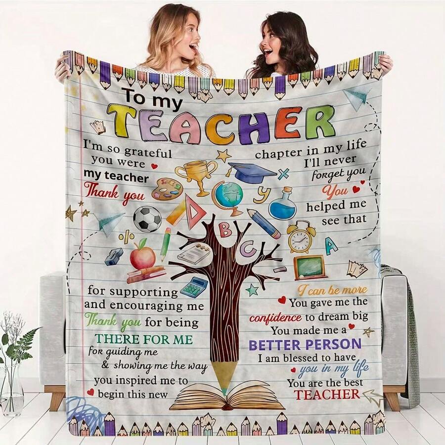 Teacher Appreciation Gifts , Best Teachers Day Gifts From Student, End Of Year Teachers Gift Idea, Teacher Gifts For Graduation Birthday Back To School Blanket,Super Soft Flannel Printed Blanket,As Birthday Gifts, Family, Wedding, Souvenir Blankets, Polyester Blankets Suitable For All Seasons, Washable, Machine Washable, Lightweight, Breathable, Comfortable, Warm, Unique, 280gsm For Him, Her Personalized Ideal Gifts For Her, Him, Perfect Nap, Camping, Travel, Home, Daily Life, Office Decoration, Birthday, Anniversary, Valentine's Day, Thanksgiving, Christmas, Halloween, Mother's Day, Father's Day, Wedding, New Year Gifts ,Sofa,Bed,Car,Bedroom,Living Room,Office, Outdoor Camping, Beach,Wall Decoration - Nhiều màu 33 - Xem 1