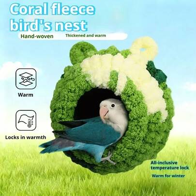 Bird Nest Warmth Parrot Nest Winter Bird Nest Thick Cotton Fleece Flannel Bird Cage Hanging Breeding Nest Small Pet Keep Warm