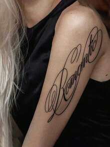 高级欧美风格个性化强力花卉英式线条手臂临时纹身贴纸，暗黑风格线条临时纹身贴纸，高级欧美风格个性化强力花卉英式线条锁骨临时纹身贴纸，高级欧美风格个性化花卉英式线条手臂临时纹身贴纸 - 彩色 - 查看 2