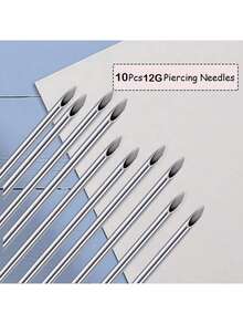 5pcs Hollow Piercing Needles, 12G, 13G, 14G, 16G, 18G And 20G, Suitable For Ear, Nose, Navel, Abdomen, Lip, Tongue Piercing Kit And Piercing Tools - Silver - View 18