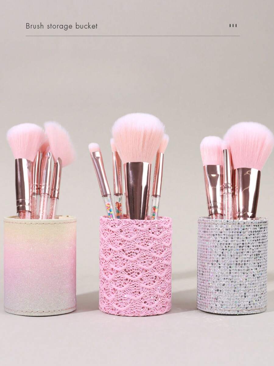 Makeup Brush Holder Bucket, A Best-Selling Cross-Border Beauty Tool, A PU Sequin Bucket That Can Also Be Used As A Nail Polish Rack And Vanity Brush Holder - Multicolor - View 1