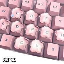 32片/16片装水晶透明键盘贴纸,专为女性设计,键盘贴纸,打字贴纸,3D美甲配件,特殊透明装饰,不伤指甲,透明DIY键帽,自粘式,女士办公键帽,耐损伤,长指甲打字工具,美甲打字贴纸,透明硅胶键帽,3D贴纸 - 透明白 - 查看 17