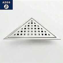AZOS Drenaje de Piso, Desage de Piso Empotrado de azulejo Cepillado Desage de desage de bao de Acero Inoxidable 304, tringulo (165 x 233 mm) - plata cepillada 3 - Ver 9