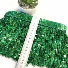 2英寸宽 - 亮片流苏花边饰带，亮片丝带流苏面料，适用于拉丁舞服装、舞台幕布、DIY工艺品