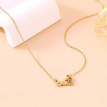 Collar con colgante de zirconia con diseño hueco de símbolo del infinito y corazón, collar de lujo con rhinestones, regalo para novia y mejor amiga - Dorado - Ver 4