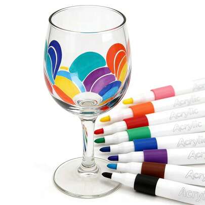 opeth 12 Colors Glass Painting Markers, Glass Cup Painting, Acrylic Markers, Transparent Glass DIY Graffiti Painting, Art DIY Graffiti Marker Pens