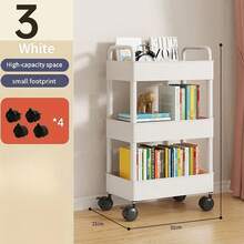 Two-Thirds Of The Storage Carts Are Equipped With Wheels, Featuring Multi-Layer Large-Capacity Storage Specifications, Smooth Movement With Wheels, Convenient Portable Pushing And Pulling With A Top Handle, Stable Self-Standing Shelves Without Shaking