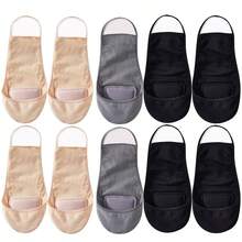 5双装女士透气短袜，夏季超短薄船袜，适合搭配高跟鞋，隐形袜 - 彩色 - 查看 12