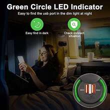 Car Charger for Vehicles: 12V - 24V Quick Charge 3.0 Dual USB A with Cap for Cars, Bus, RV, Boat, ATV, Truck - Verduras - Ver 5