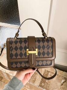 2025 Nouveau petit sac bandoulière carré, sac à épaule de marque de luxe léger pour femmes - Marron - Voir 4