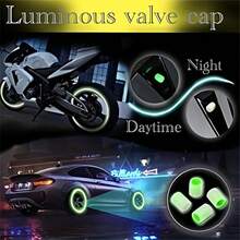 16 Fluorescent Valve Stem Caps, 4-Color Mixed Glow-In-The-Dark Tire Valve Caps Suitable For Trucks, Motorcycles, And Bicycles.