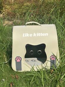 6公斤容量猫/小型犬背包，牛津布材质，带透气窗口，适合小型宠物，双肩带，手提，大容量便携式宠物包 - 彩色 - 查看 11