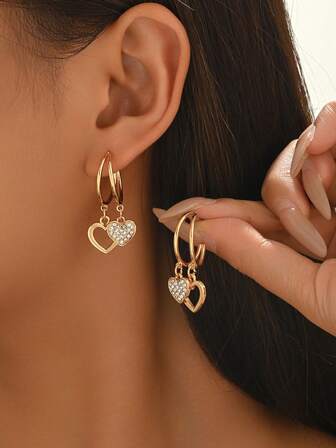 1 Pair New Minimalist C-Shape Heart Earrings, Elegant & Versatile, Suitable As Valentine's Day Gift Or Daily Wear