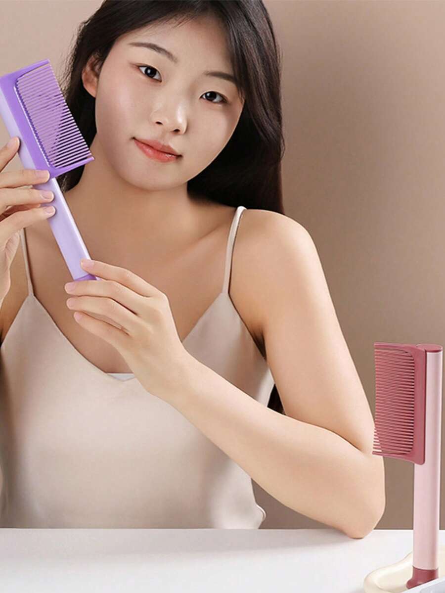 3 Color Options (Pink/Purple/White) Detachable & Replaceable Multi-Function Comb, For Home & Outdoor Use, Lightweight & Portable Straight Hair Comb + Wave Comb Teeth + Comb Handle - Multicolor - View 1