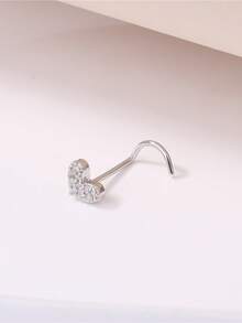 1个镶钻心形鼻钉，金色和银色可选，轻巧的欧美风格鼻饰，适合日常、工作、派对、节日佩戴 - 彩色 - 查看 9