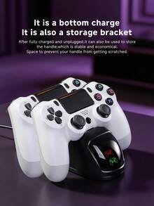 2.5 小时快速充电底座，带保护芯片和 LED 指示灯，兼容 PlayStation 4 充电适配器 - 黑色 - 查看 4