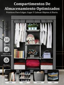 Clóset Armable con Tela Repelente al Polvo, Estructura Resistente y de Alta Calidad - Diseño Práctico y Estético para una Organización Eficiente del Hogar - Clóset Modular Armable con Tela Resistente y Antipolvo - Almacenamiento Práctico y Elegante para Ropa y Accesorios, Fabricado con Materiales de Alta Durabilidad - Gris - Ver 5