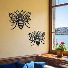 金属蜜蜂壁饰，铁艺壁挂装饰，适用于客厅、卧室、花园、栅栏、墙壁、露台，适合情人节、婚礼派对、户外墙面装饰，昆虫主题