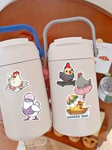 50pcs Cartoon Chicken Doodle Stickers Funny Creative Designs Perfect For Skateboards, Guitars, Scrapbooks, Manuals, Water Bottles, Laptops, Suitcases, And Table Personalization - Fun Stickers - Multicolor - View 3
