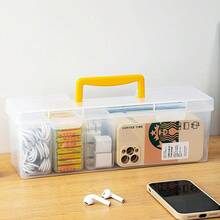 1pc Transparent Large Capacity Hardware Tool Box, Outdoor Portable Equipment Tool Case, Stackable Dustproof Plastic Storage Container With Handle & Lid, Easy-To-Carry Multifunctional Tool Storage Organizer Box - Multicolor - View 6