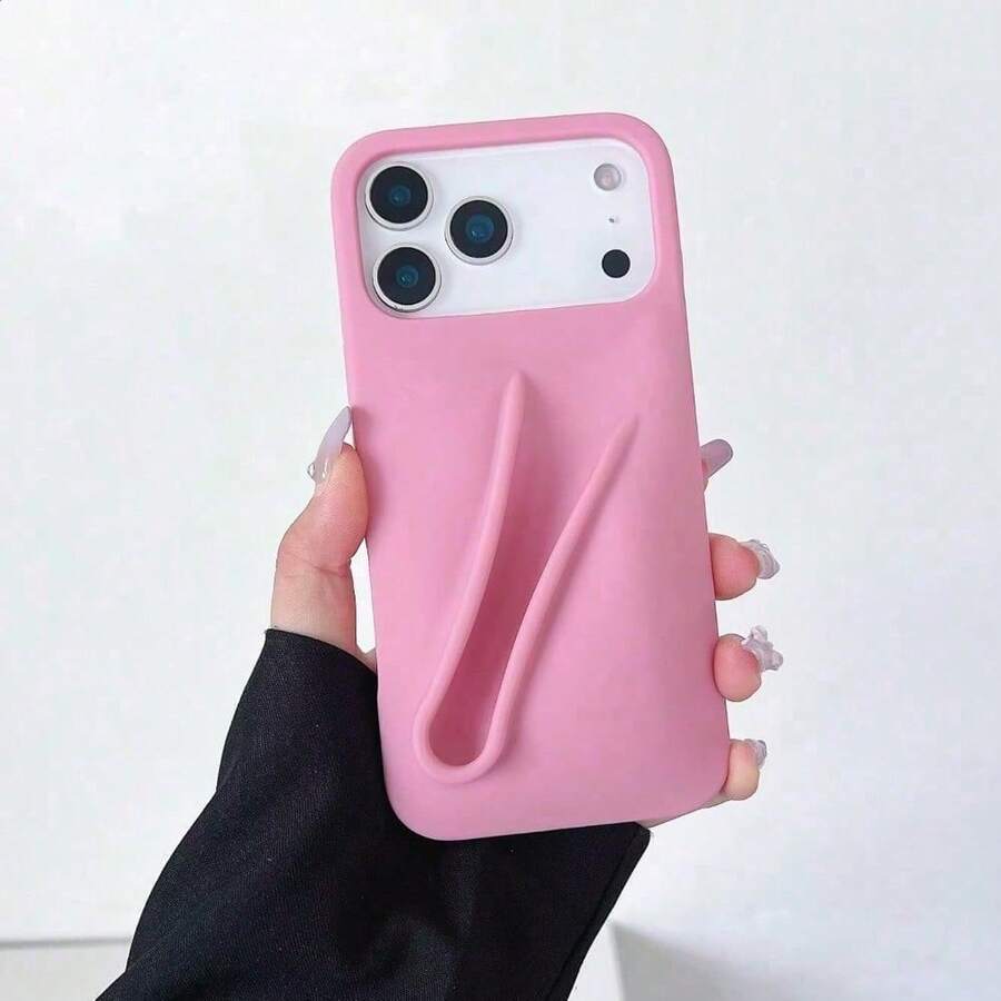 Luxury Silicone  Case With 3D Lip Gloss Holder For  17/16/15/14 Pro/Plus/Max, Cute Makeup Design,Stylish & Protective Back Cover - Ribbon - 查看 1