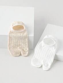 2/3/5 Pairs Vertical Striped Toe Separator Invisible Casual Boat Socks