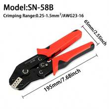 Professional Ratchet Wire Crimping SN-58B Pliers For JST, Terminals, Spring, SATA Pin Crimping, Carbon Steel Handle, AWG 23-16/0.25-1.5mm² Manual Crimper Tool - Black and Red - View 7